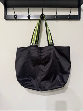 ASOS Black Tote Bag with Neon Yellow Stripe Handles